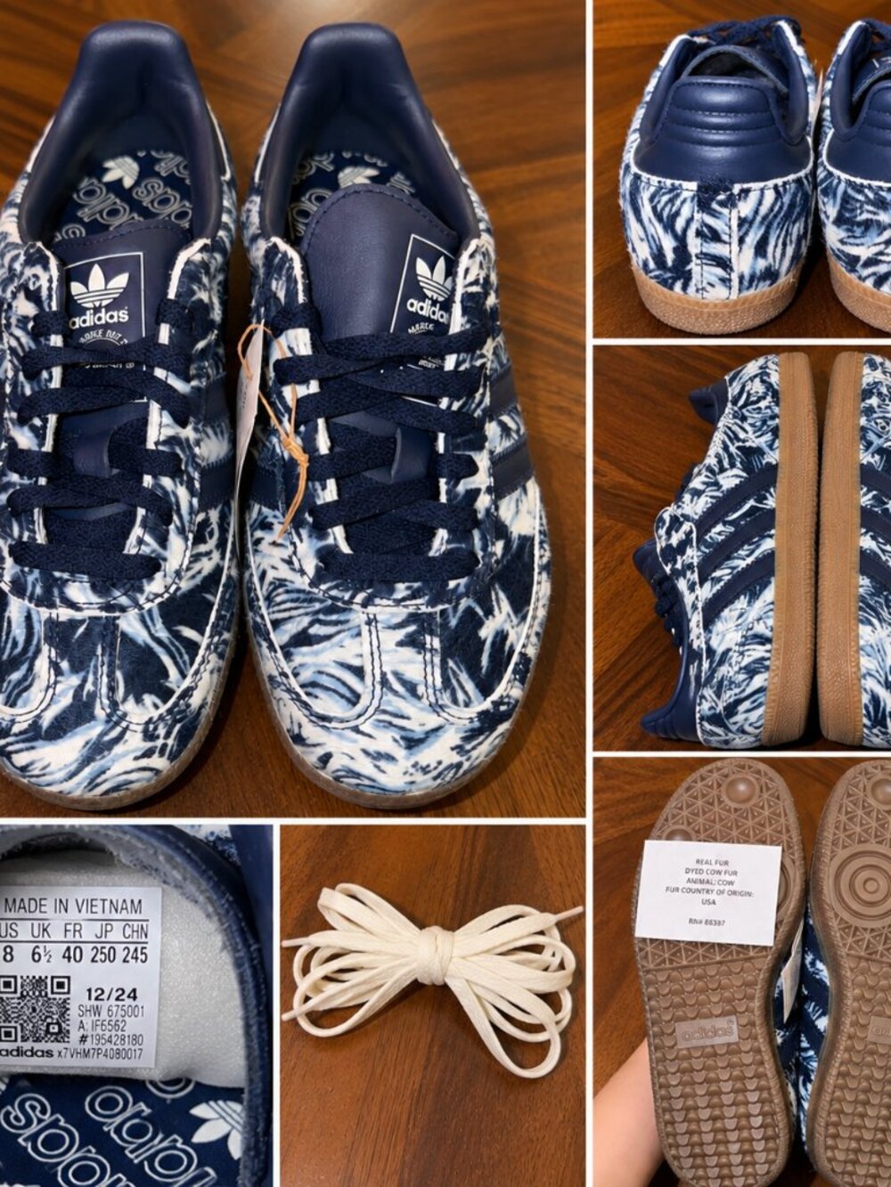 Adidas Originals Sneakers Navy & White Print Gum Sole – New / Unworn
